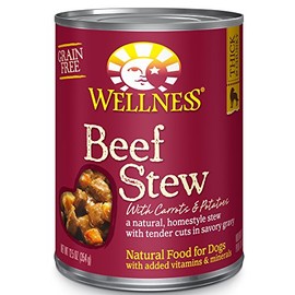 Wellness Thick & Chunky Natural Grain Free Canned Dog Food, Beef Stew, 12.5-Ounce Can (Pack of 12)