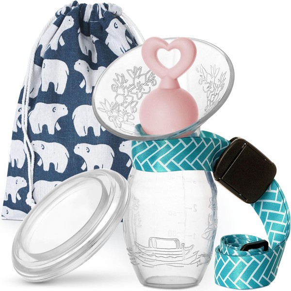 BumbleBee Manual Breast Pump Collector for Breastfeeding with Neck Strap,