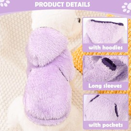 Small Dog Sweater Fleece Dog Hoodie Small Dogs Girl Boy Winter Warm Puppy Clothes for Chihuahua Teacup Yorkie Soft Stretchy Tiny Outfits Cat Sweater Pet Clothing Purple XXS