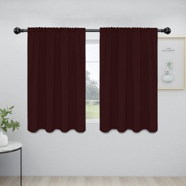 Easy-Going Rod Pocket Blackout Curtains for Bedroom, Room Darkening Window Curtains for Living Room, Thermal Insulated Noise Reduction Solid Window Drapes, 2 Panels(42x45 in, Wine)