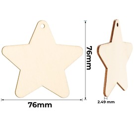 Personalize Pro Christmas Wooden Star Ornaments | Wood Stars Embellishments with Hole for Xmas Crafting | Ideal for DIY Crafts, Perfect Birthday Decorations & Christmas Craft Supplies - 10 Pieces