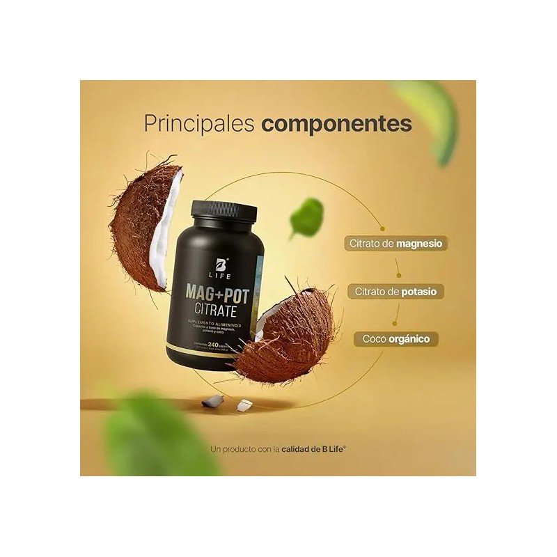 Citrato Magnesio Potasio 240 Caps Mag Pot Citrate Life Sabor