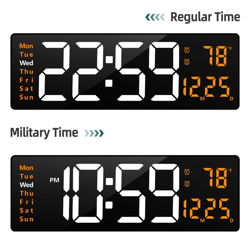 LEIKE 16" Large Digital Wall Clock Timer,Remote Control,2 Alarms, LED