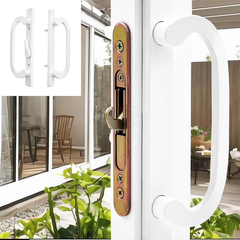 DECEBALUS 3-15/16" H.C., Sliding Patio Door Handle Set with Zinc