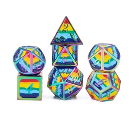 FateStone Rainbow 7pcs DND dice Set Box for Dungeons and Dragons MTR PRG Tabletop Games (Rainbow-C)