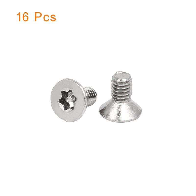 sourcing map M4-0.7x8mm Flat Head Torx Security Screws, 16Pcs 304