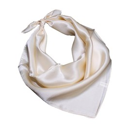 JERLA Women's Men's Small Square 100% Real Mulberry Silk satin Scarfs Hair head face scarf 21" x 21", Pure Beige