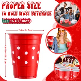 Jingmore 60 Pcs Red Christmas Plastic Party Cups 16 oz Snowflake Disposable Cups Winter Snowflakes Patterns Christmas Cups for Christmas Theme Birthday Baby Shower Party Beer Beverage