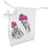 Ambesonne Indie Fabric Pouch Set of 2, Lion Bichon Lowchen