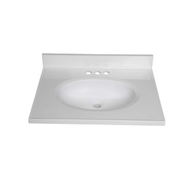 Fine Fixtures Cultured Marble White Vanity Top 19 x 17 3-hole Faucet With Overflow Hole