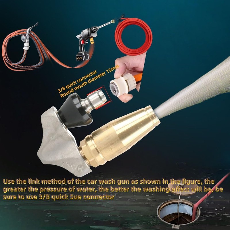 Prettyia Cleaning Reverse Turbo Sewer Drain Jetter Nozzle 3000 PSI