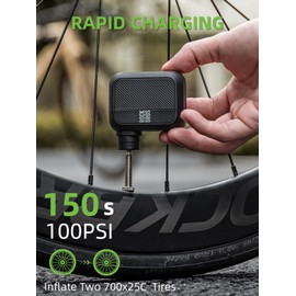 ROCKBROS Mini Bike Pump Portable Bike Tire Pump 100PSI Electric Bike Pump Mini Air Pump Tire Inflator Rechargeable with Presta Schrader Valve