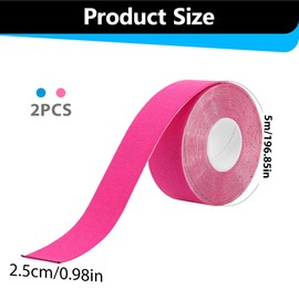 SIRLOMU 2 Rollen atmungsaktives Gesichtslifting-Muskelband, multifunktionales myofasziales Lifting- und Straffungsband für das Gesicht (2,5 cm x 5 m) (blau und rosa)