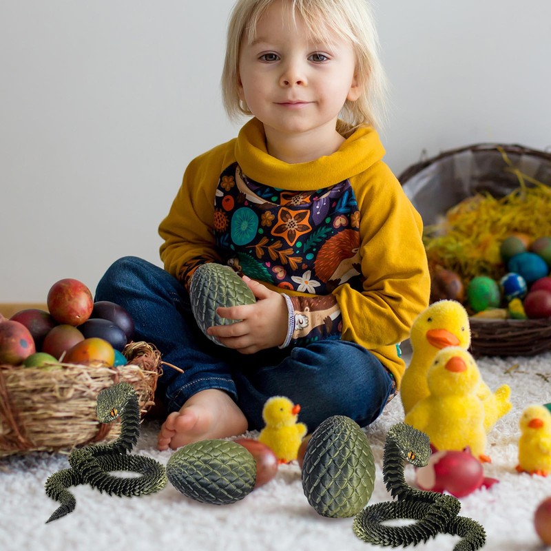 3D Printed Snake in Mini Egg, 11.8''Articulated Snake Fidget Toys,