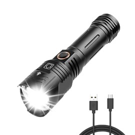 Flashlights Rechargeable High Lumens, 1200000 Lumens LED Tactical Flashlight, Powerful Super Bright Zoomable Handhed Flash Light Waterproof 5 Modes Best for Outdoor Camping