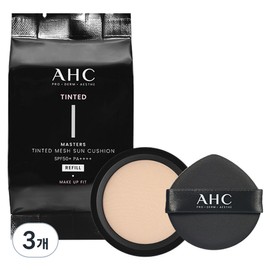 AHC Masters Tinted Mesh Sun Cushion Refill Natural Beige SPF50+ PA++++, 15g, 3 pieces / AHC 마스터즈 틴티드 메쉬 선 쿠션 리필 내추럴베이지 SPF50+ PA++++, 15g, 3개