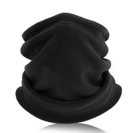 TAGVO Winter Neck Warmer, Double Layer Fleece Tube Scarf, Soft Thick Elastic Scarf, Windproof Ear Warmers for Skiing and Cycling, Unisex Balaclava for Outdoor Sports, 1 x black