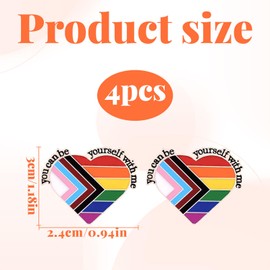 4Pcs Pride Badges - Progress Heart Shape Pride Badge Lapel Pin Brooch,Funny Metal Rainbow Pin Badge,Pride Accessories, Rainbow Pride Pin
