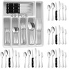 49PCS Silverware Set with Organizer, Stainless Steel Flatware Drawer Cutlery