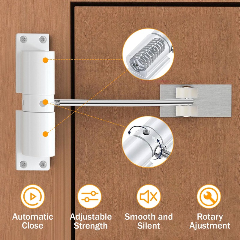 Forhandy Automatic Door Closer Interior Door Adjustable Spring Loaded Door