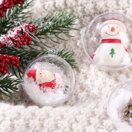 24 Pcs Christmas Fillable Ornaments Ball Clear Plastic Ornaments DIY Craft Transparent Ball for Christmas Wedding Xmas Holiday Party Tree Decor Home (2.36 Inch)