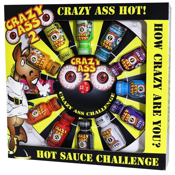 Crazy Ass 2 Hot Sauce Gift Set - Gourmet Challenge Dice Game - Prefect Premium Gourmet Gifts for Men - Try If You Dare!