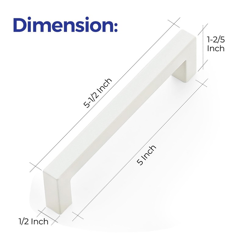Ravinte 5 Pack 5 Inch Square Cabinet Handles - White