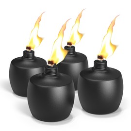 4-Pack Citronella Tabletop Torches, MQKIWAO 21 oz Table Top Torches for Outdoor, Metal Oil Burner Candles, Garden Torches with Fiberglass Wick for Yard, Patio, Deck, Garden, Party, Landscape