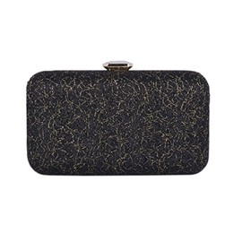 Day of Saturn Women's Small Handbag Lace Pleated Evening Bag Wedding Party Bag, black