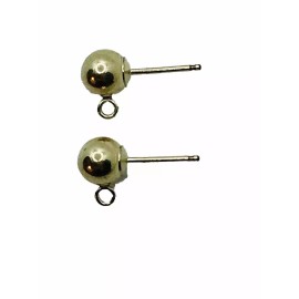 Unbranded Sterling Silver Gold Plate Round Ball Earring Post Findings