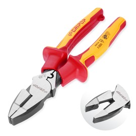 CRIPOP Insulated Linesmen's Pliers with EVA Storage Box, 9 Inch 1000V Insulated Combination Pliers, Multipurpose Lineman Plier with Wire Cutter/Crimper