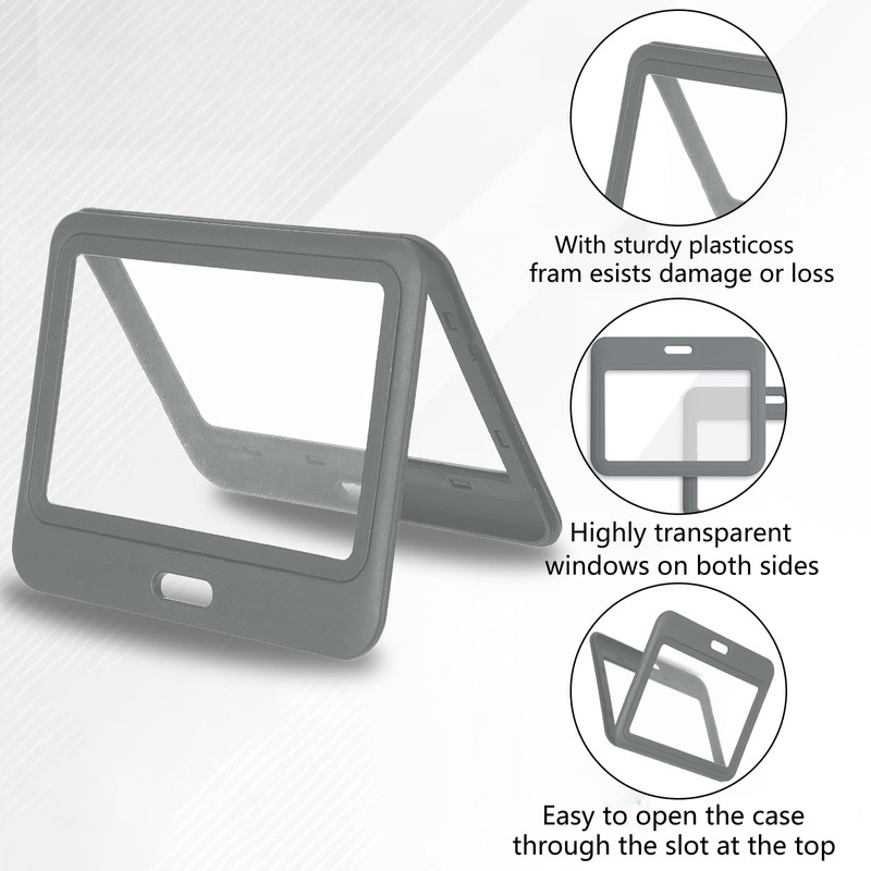 1 Pcs ID Badge Holder with Double-Sided Windows Horizontal Hard