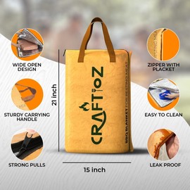 CRAFTIOZ BBQ Blanket for Resting Meat, 22 Inch Brisket Includes Butcher Paper & Silicone Brush, Dual Aluminum Insulated BBQ Blanket Bag, Reusable Smoker Accessories for Brisket, Meat Resting Bag