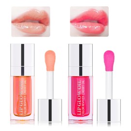 XTJXTJ Hydrating Lip Glow Oil Moisturizing Plumping Lip Tint Lip Gloss Transparent Lip Balm Long Lasting Nourishing Repairing Lightening Lip Lines (001#+015#)
