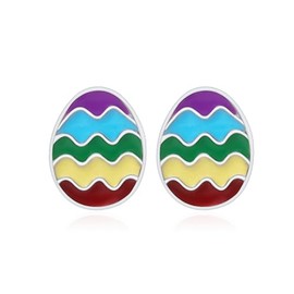 UNVOJL Easter Egg Earrings Rainbow Colour Easter Earrings Fashionable Easter Eggs Printed Earrings for Women Girls