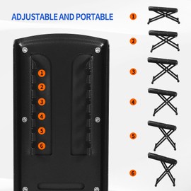 AODSK Guitar Foot Stool 6-Position Height Adjustable Foot Rest with Rubber End Caps and Non-Slip Rubber Pad for Classical Guitar 1-PCS