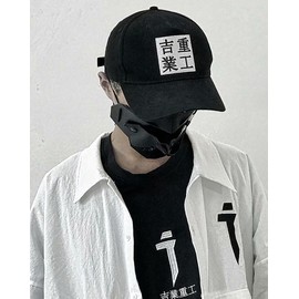 Niepce Inc Japanese Streetwear Techwear Embroidered Men’s Baseball Cap, Black2, One Size