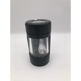 Glow jar BLACK Manual Spice Herb Grinder with Light-Up Storage Jar / Magnifying Lid USB