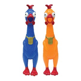 Animolds Squeeze Me Rubber Chicken Toy | Screaming Squeaky Chicken for Kids & Dogs | Novelty Prank Gag Gift (2 Pack Solid)
