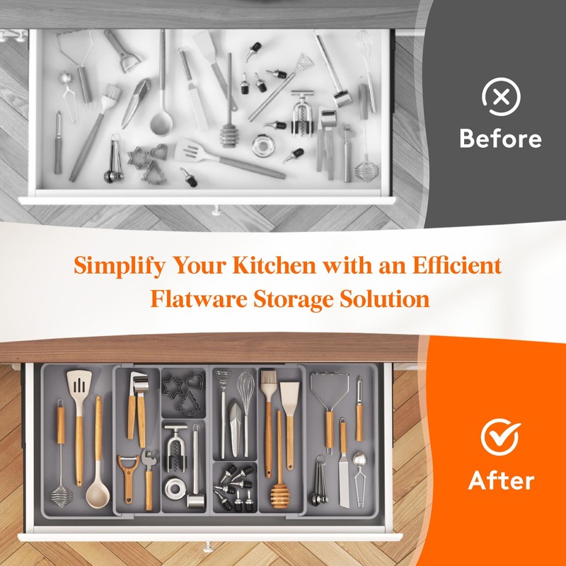 Lifewit Large Utensil Organizer for Kitchen Drawer, Expandable From 21