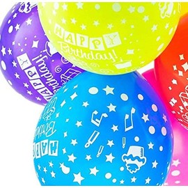 Happium - Happy Birthday Multicolor 12" Latex Party Balloons Pack of 10 (Design 3)