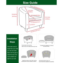 CRFATOP 2 Piece Club Chair Slipcover Stretch Barrel Chair Covers Printed Tub Chair Slipcovers Soft Armchair Covers Removable Furniture Protector Arm Chair Cover for Living Room,23