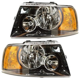 RVLightings Damon Challenger 2006-2007 RV Motorhome Pair (Left & Right) Black Headlights New