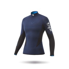 Zhik Womens Microfleece V 1MM Neoprene Wetsuit Long Sleeve Top Navy - Easy Stretch - Enhanced shoulder stretch - Wetsuit Size - S