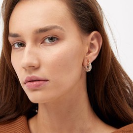 YeGieonr Gold Huggie Hoop Earrings for Women, Stainless Steel Small Hoops Earring with Sparky Color Cubic Zirconia and Pearls, Hypoallergenic Fashion Jewelry Gift for Women and Girls