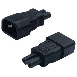 AAOTOKK 2-Pack C7 to C14 PVC Plastic Adapter Set, 10A-125V for America, 2.5A-250V for Europe, Male to Female Plug Adapters