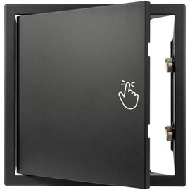 12" x 12" Inch Galvanized Steel Access Panel Door with Click Open/Close Mechanism, for Indoor Use, Opening Flap Cover Plate Latch, Black Inspection Hatch, Anthracite Polymer Coating