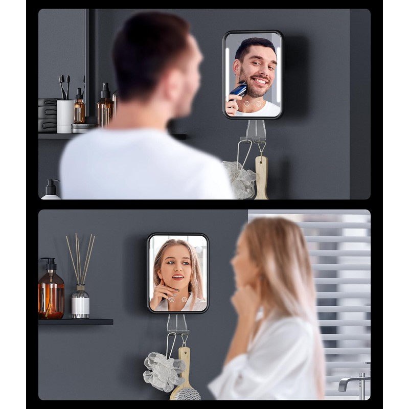 Gospire Heated Shower Mirror Fogless for Shaving with Light, Rechargeable
