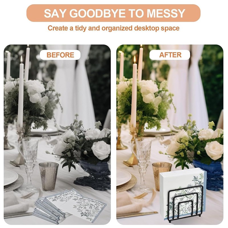 Napkin Holder, Serviette Holder for Table Black Paper Napkin Dispenser