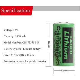 (4PACK) CR17335SE-R 3V Lithium Battery 1800mAh for CR17335SE-R with Plug